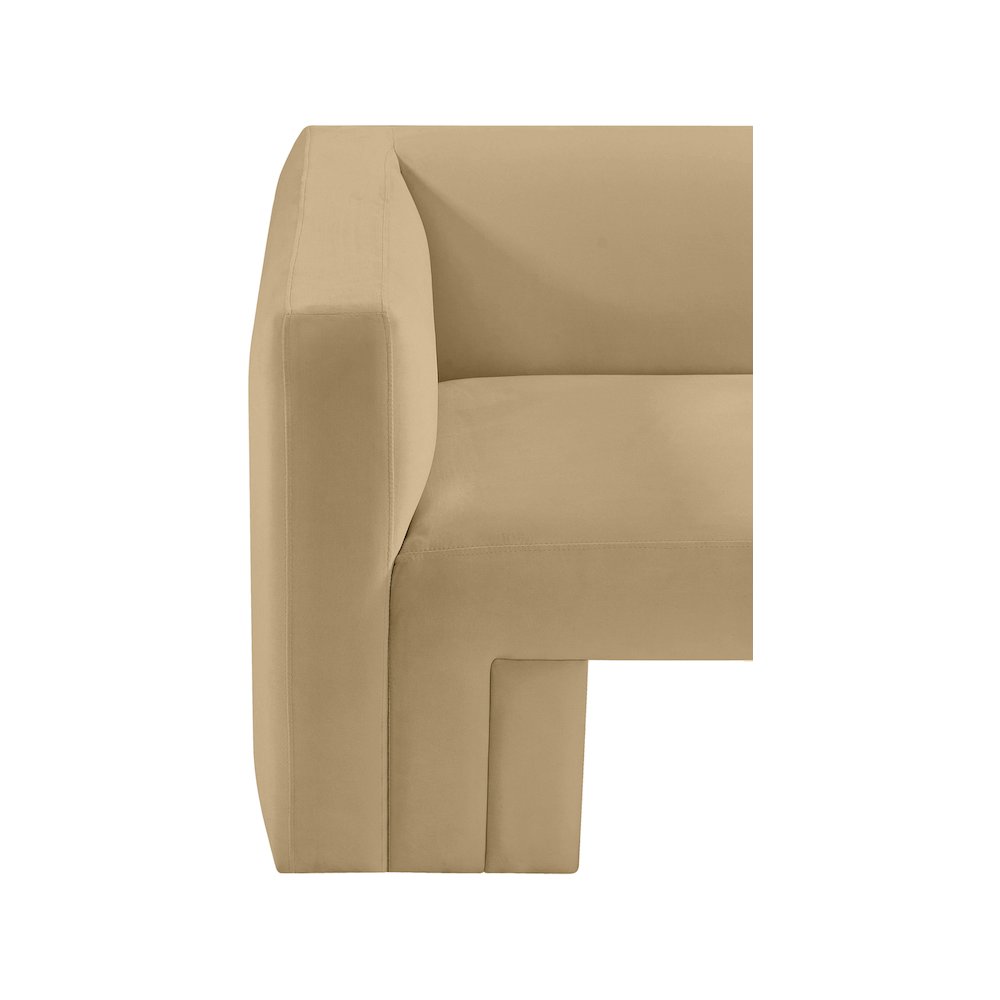 Henson Camel Velvet Loveseat. Picture 13