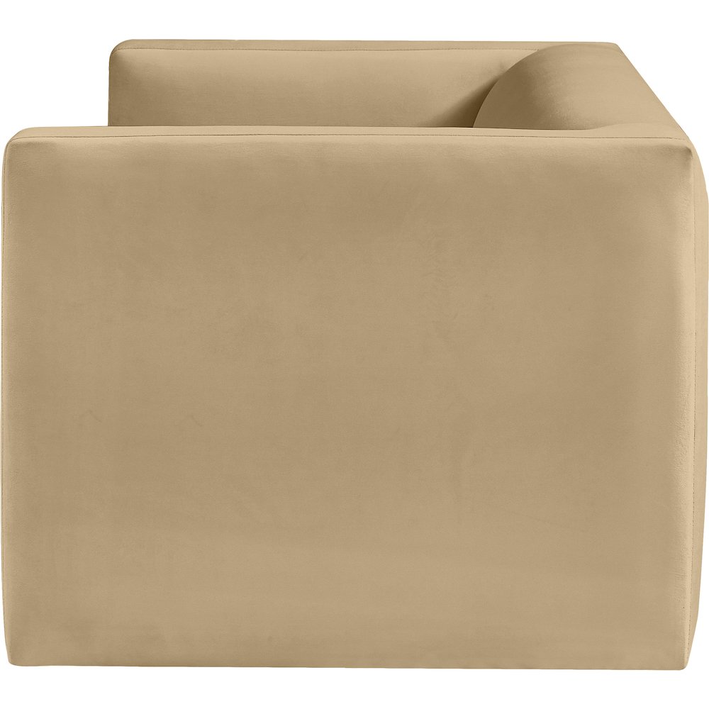 Henson Camel Velvet Loveseat. Picture 6