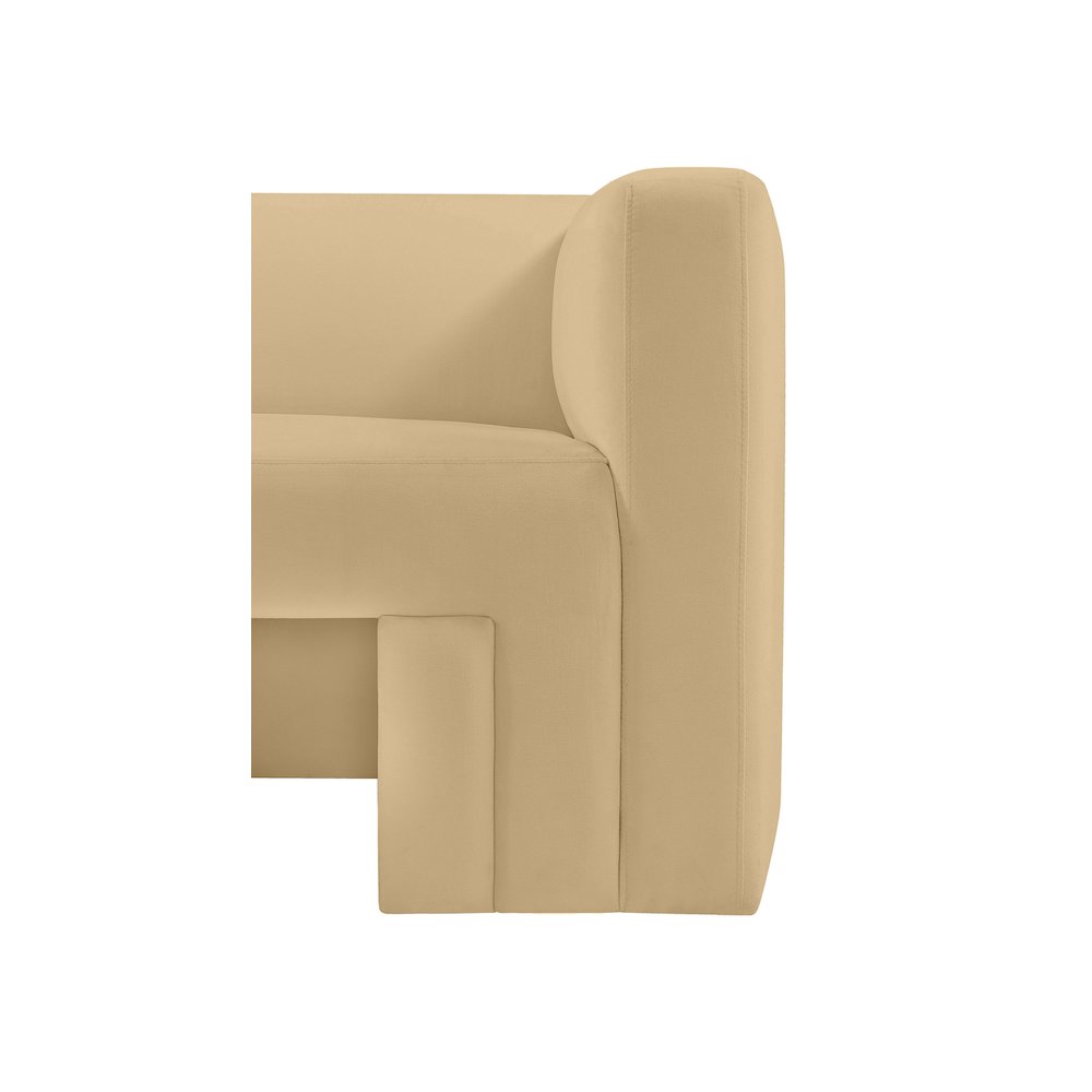 Henson Camel Velvet Loveseat. Picture 7