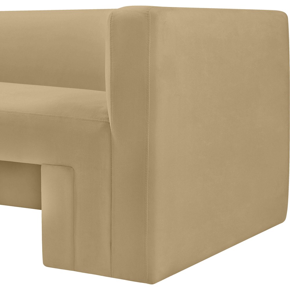 Henson Camel Velvet Loveseat. Picture 8