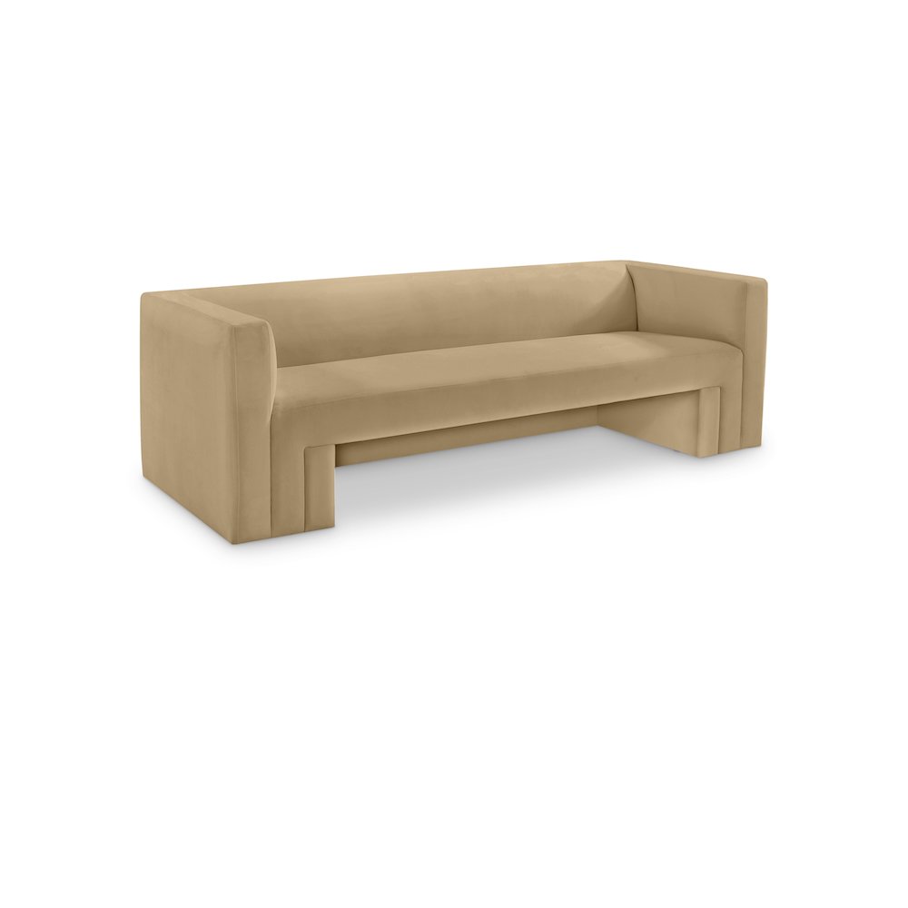 Henson Camel Velvet Sofa. Picture 1