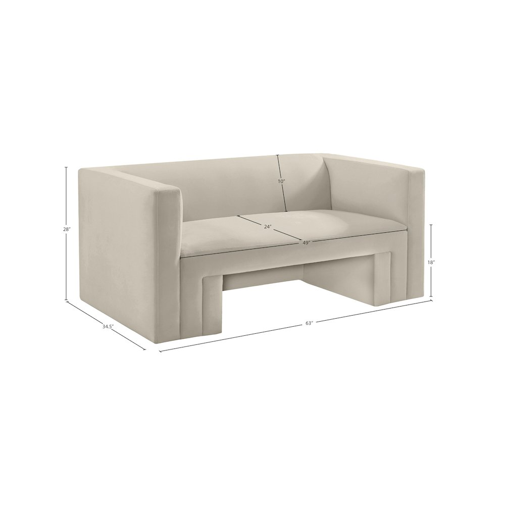 Henson Cream Velvet Loveseat. Picture 17