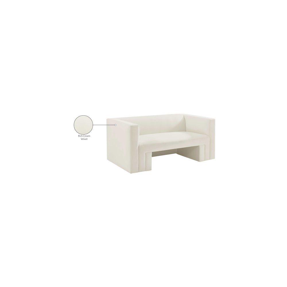 Henson Cream Velvet Loveseat. Picture 18