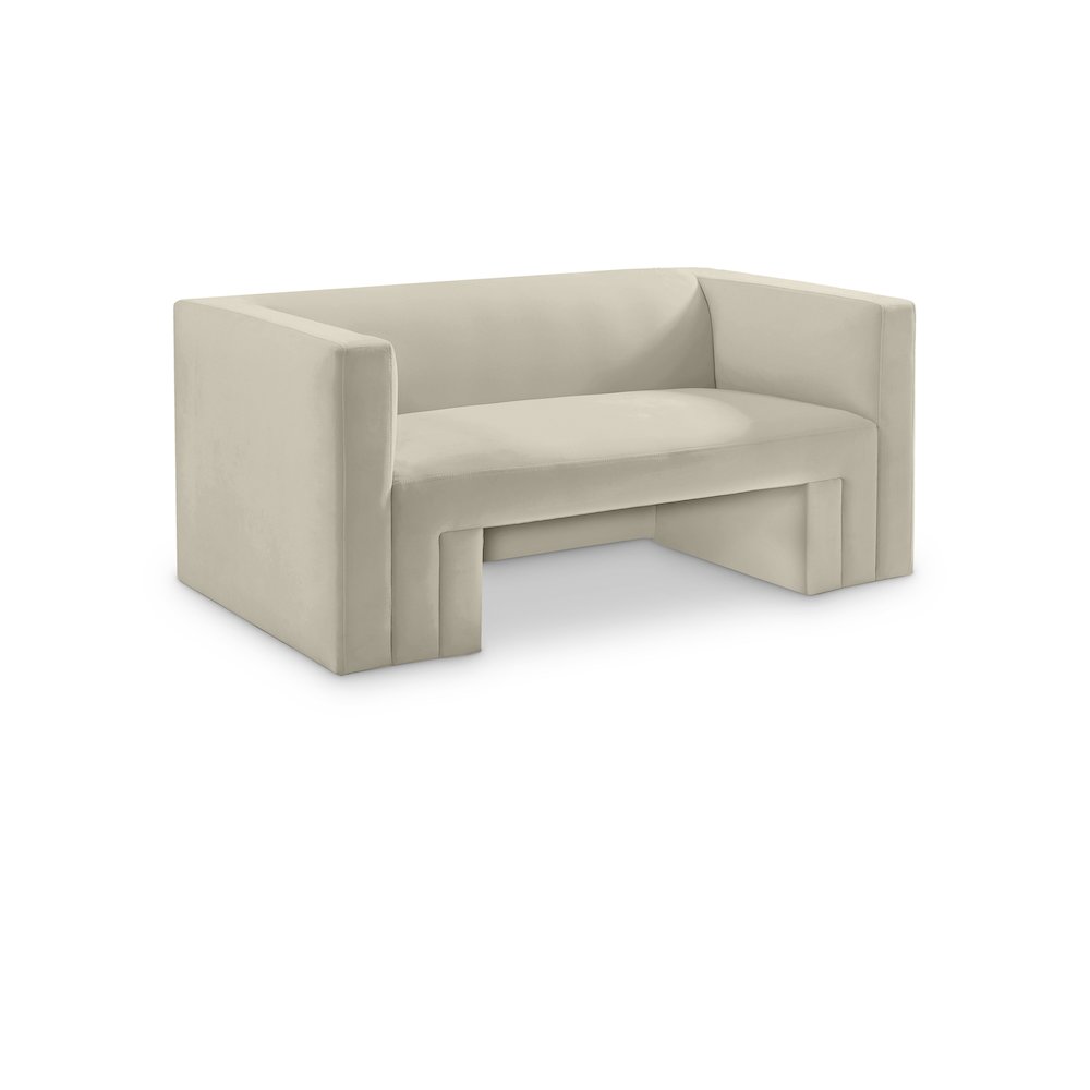 Henson Cream Velvet Loveseat. Picture 1
