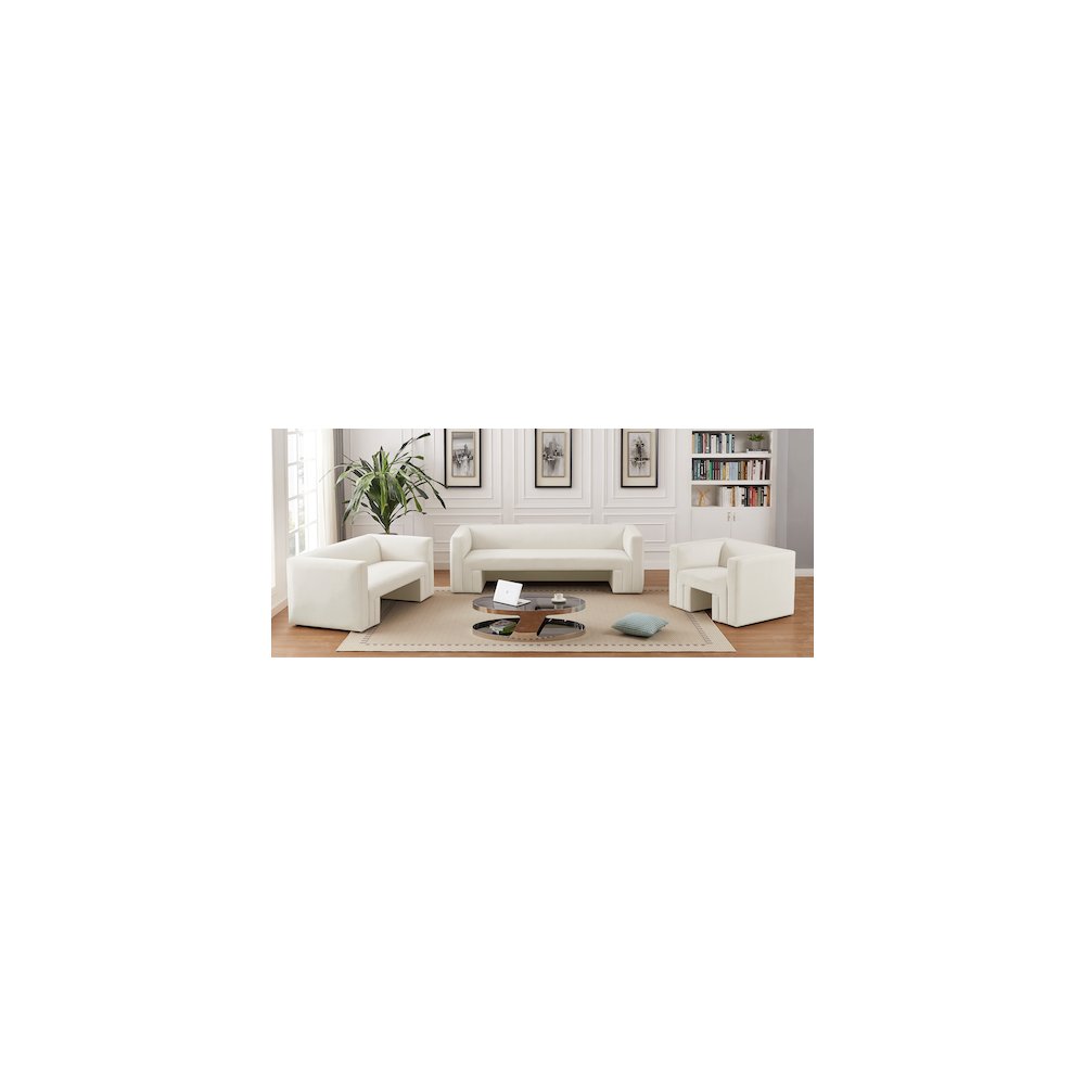 Henson Cream Velvet Loveseat. Picture 16