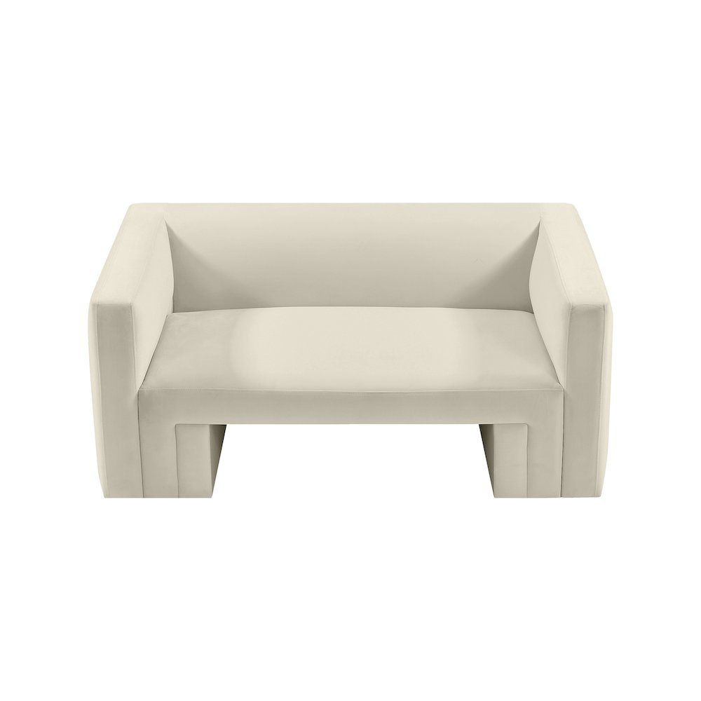 Henson Cream Velvet Loveseat. Picture 5