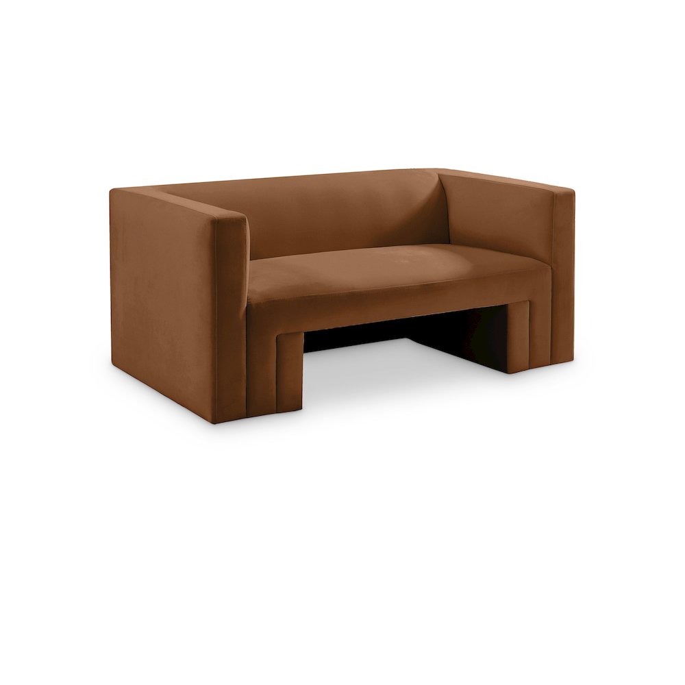 Henson Saddle Velvet Loveseat. Picture 1