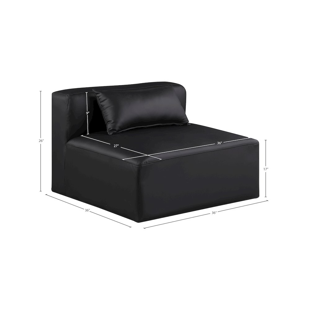Cube Black Vegan Leather Armless Chair. Picture 8
