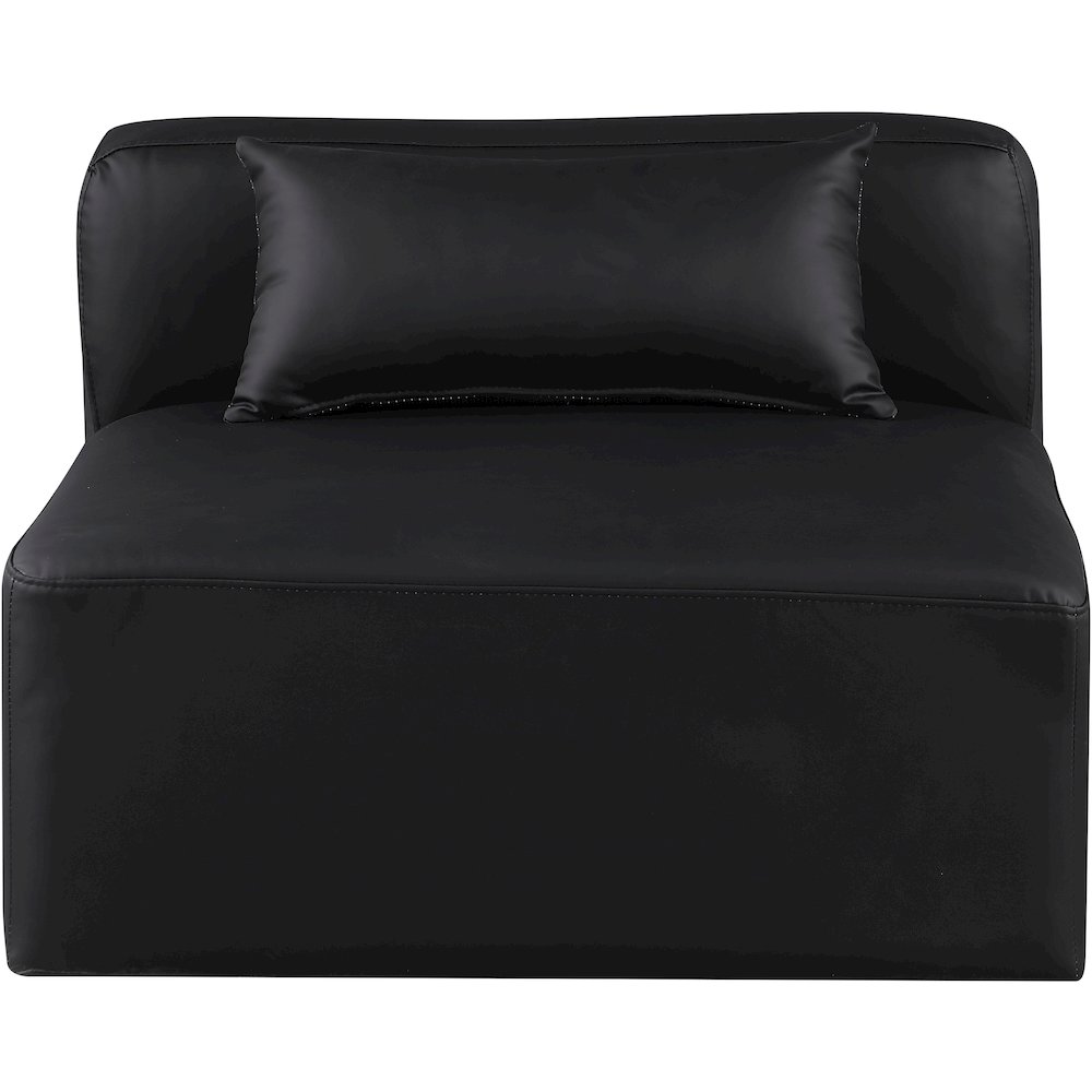 Cube Black Vegan Leather Armless Chair. Picture 3