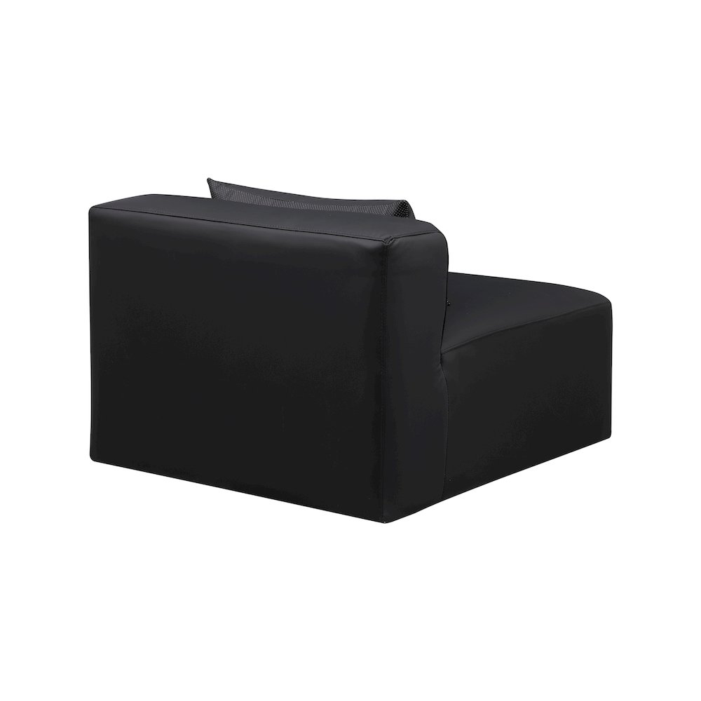 Cube Black Vegan Leather Armless Chair. Picture 4
