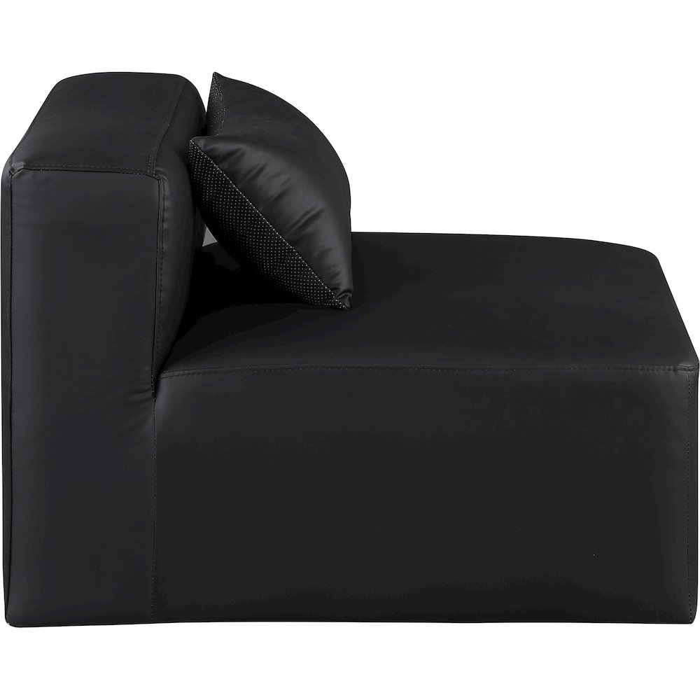 Cube Black Vegan Leather Armless Chair. Picture 5