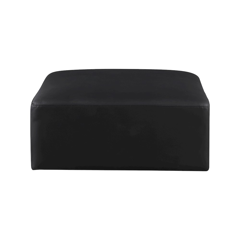 Cube Black Vegan Leather Ottoman. Picture 2