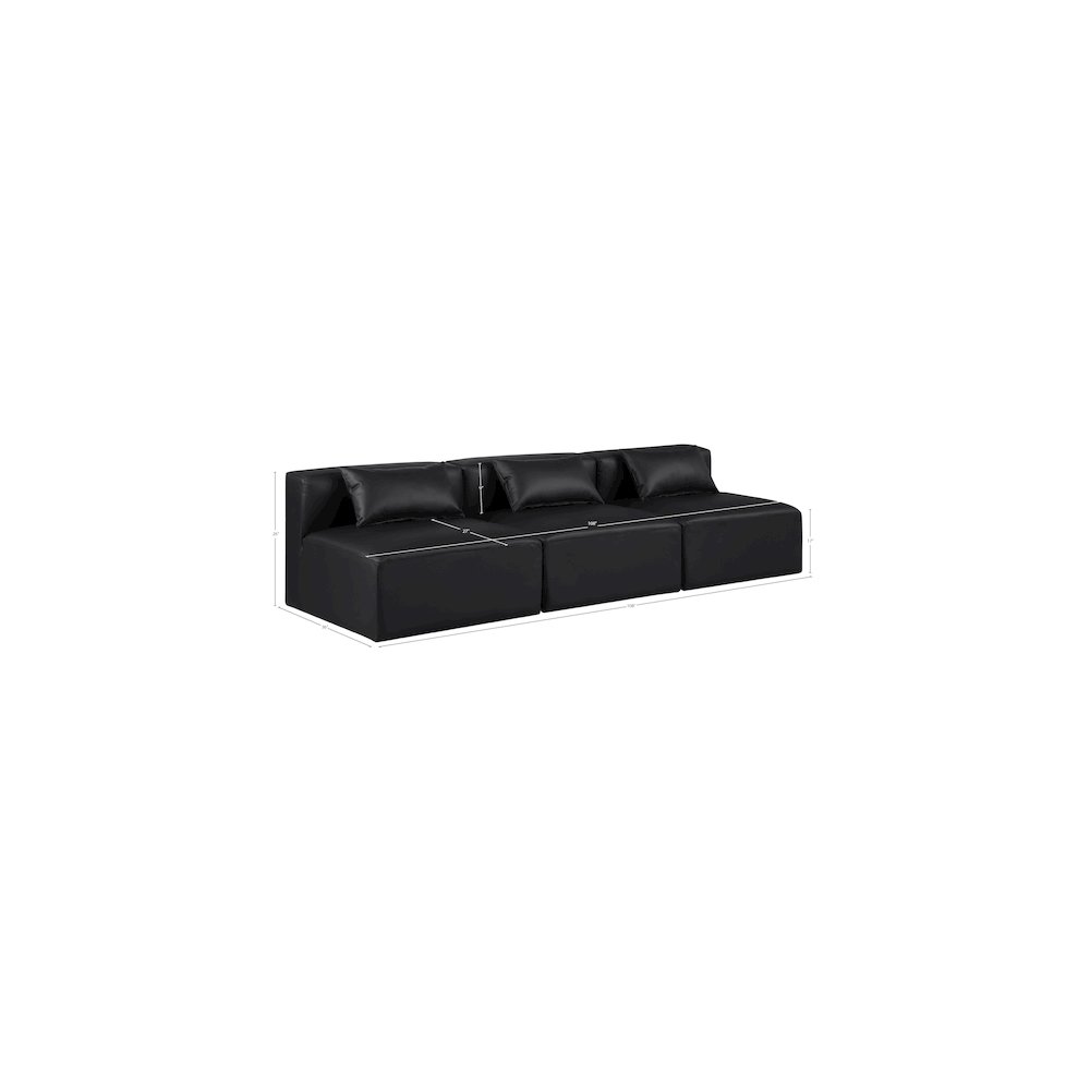 Cube Black Vegan Leather Modular Sofa. Picture 7