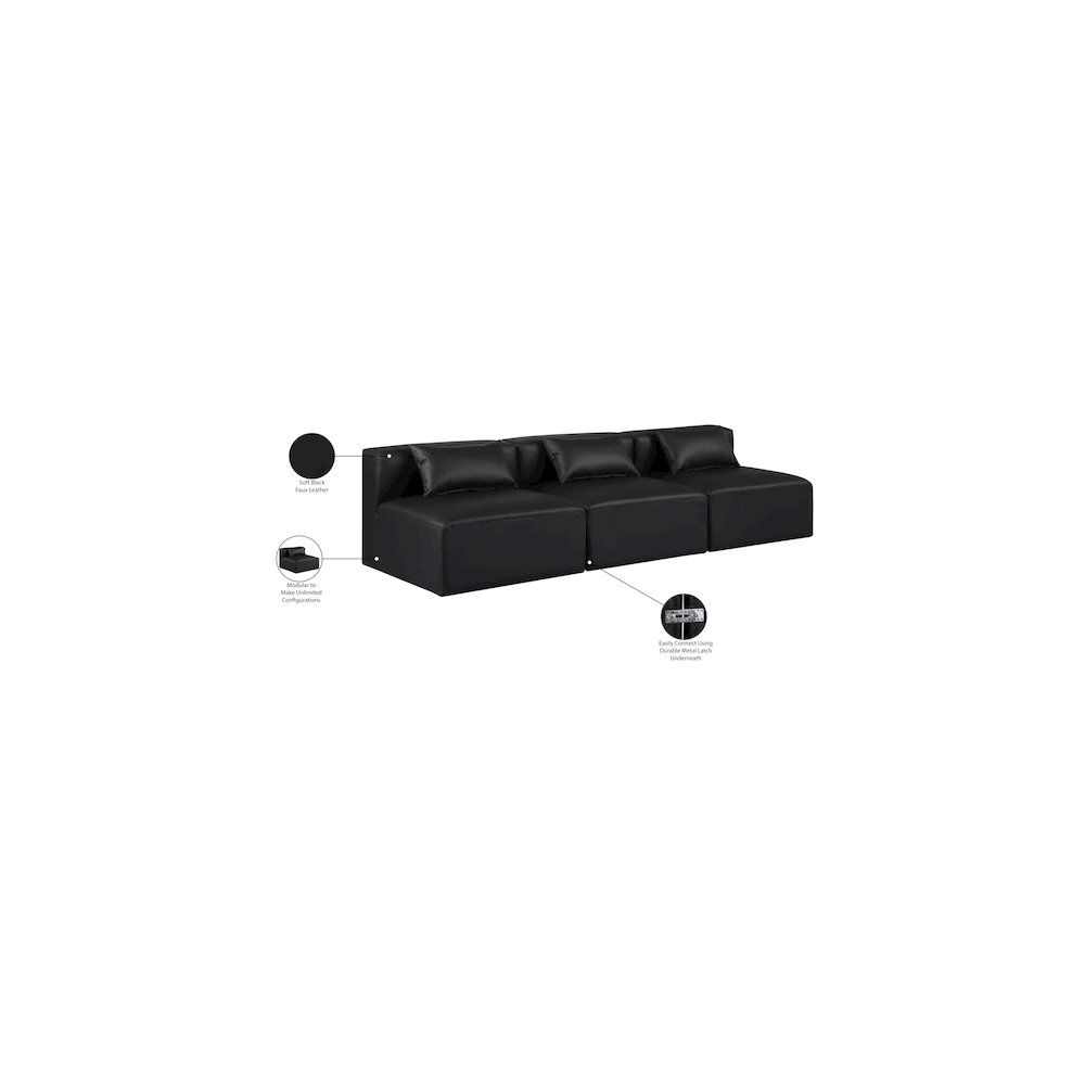 Cube Black Vegan Leather Modular Sofa. Picture 8