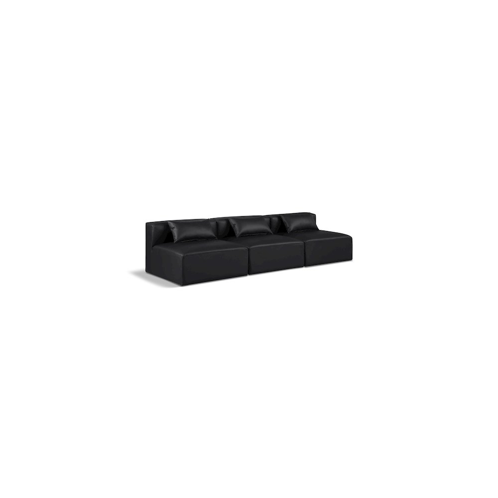 Cube Black Vegan Leather Modular Sofa. Picture 1