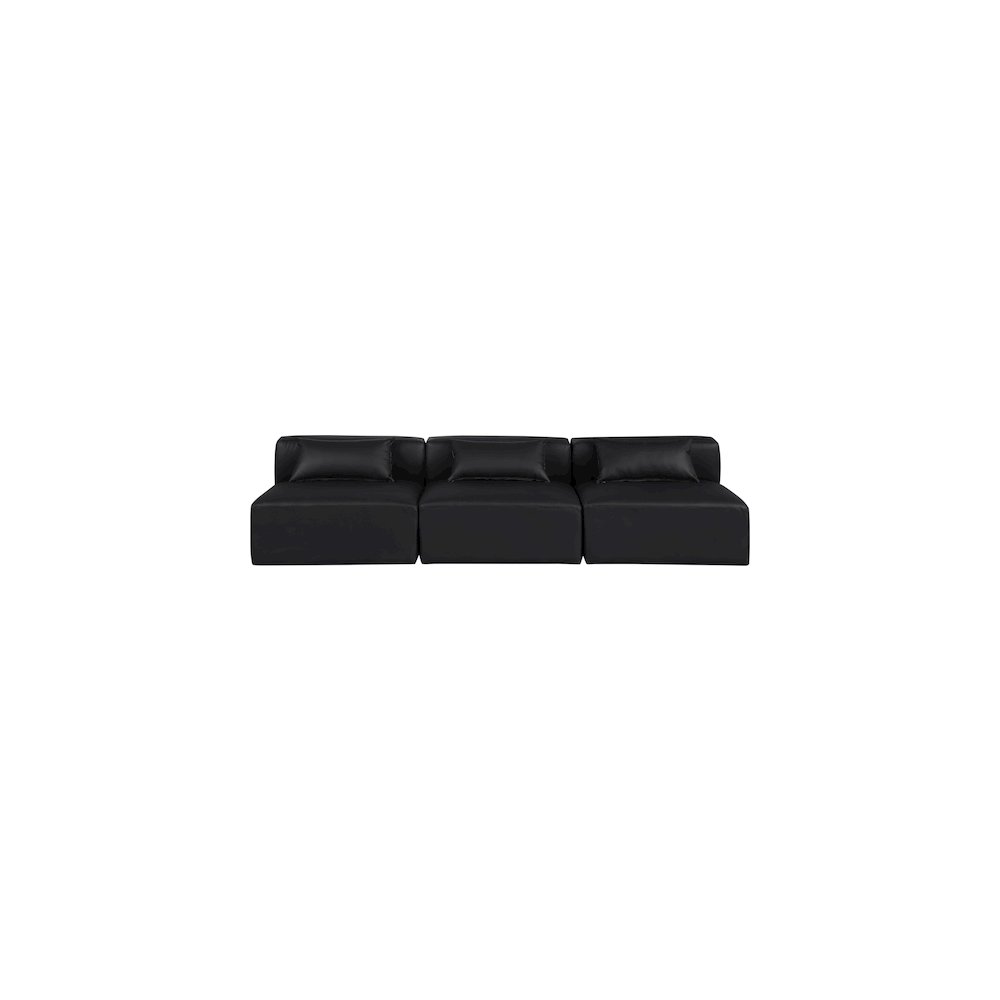Cube Black Vegan Leather Modular Sofa. Picture 3