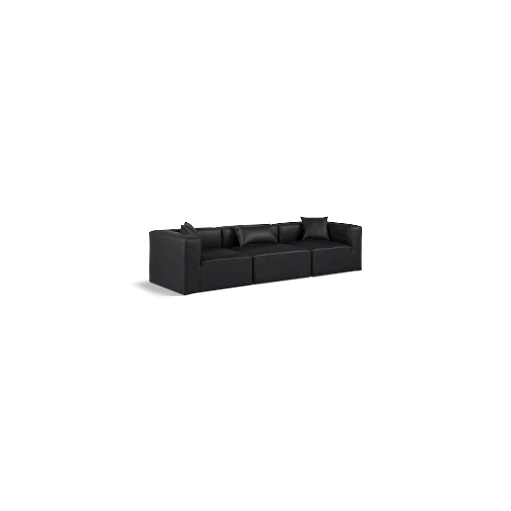 Cube Black Vegan Leather Modular Sofa. Picture 1