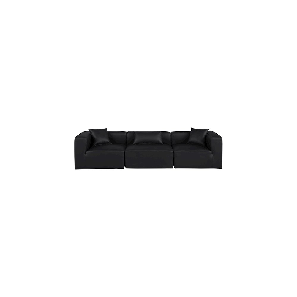 Cube Black Vegan Leather Modular Sofa. Picture 3