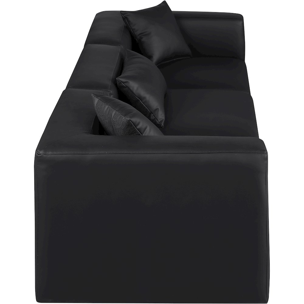 Cube Black Vegan Leather Modular Sofa. Picture 4