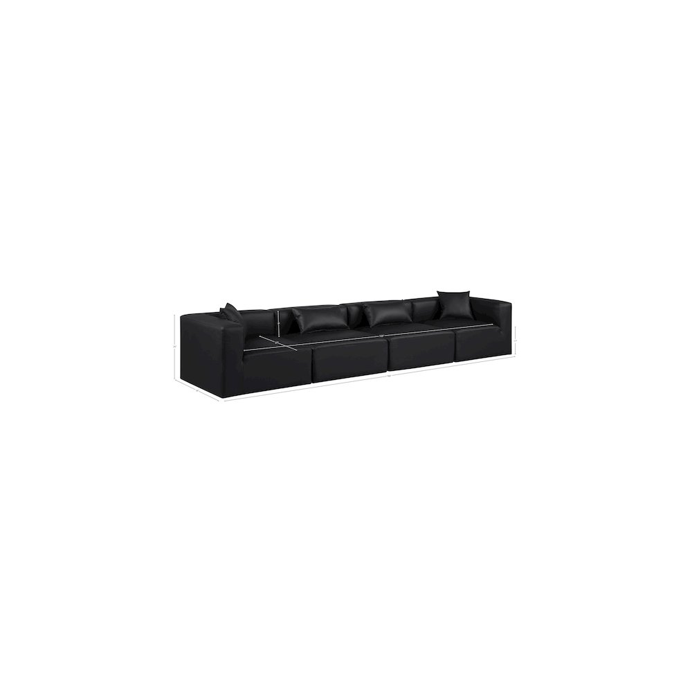 Cube Black Vegan Leather Modular Sofa. Picture 8