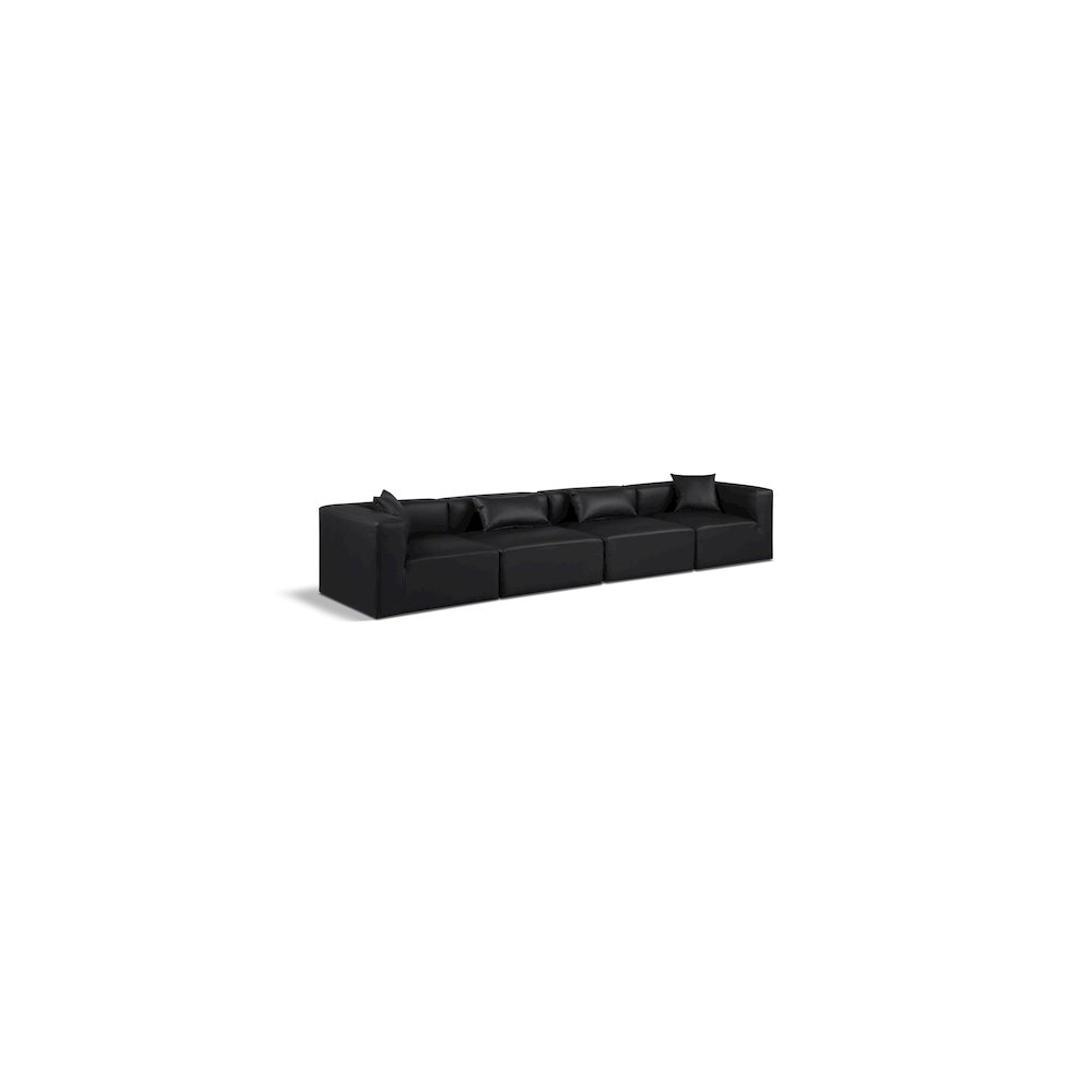 Cube Black Vegan Leather Modular Sofa. Picture 1