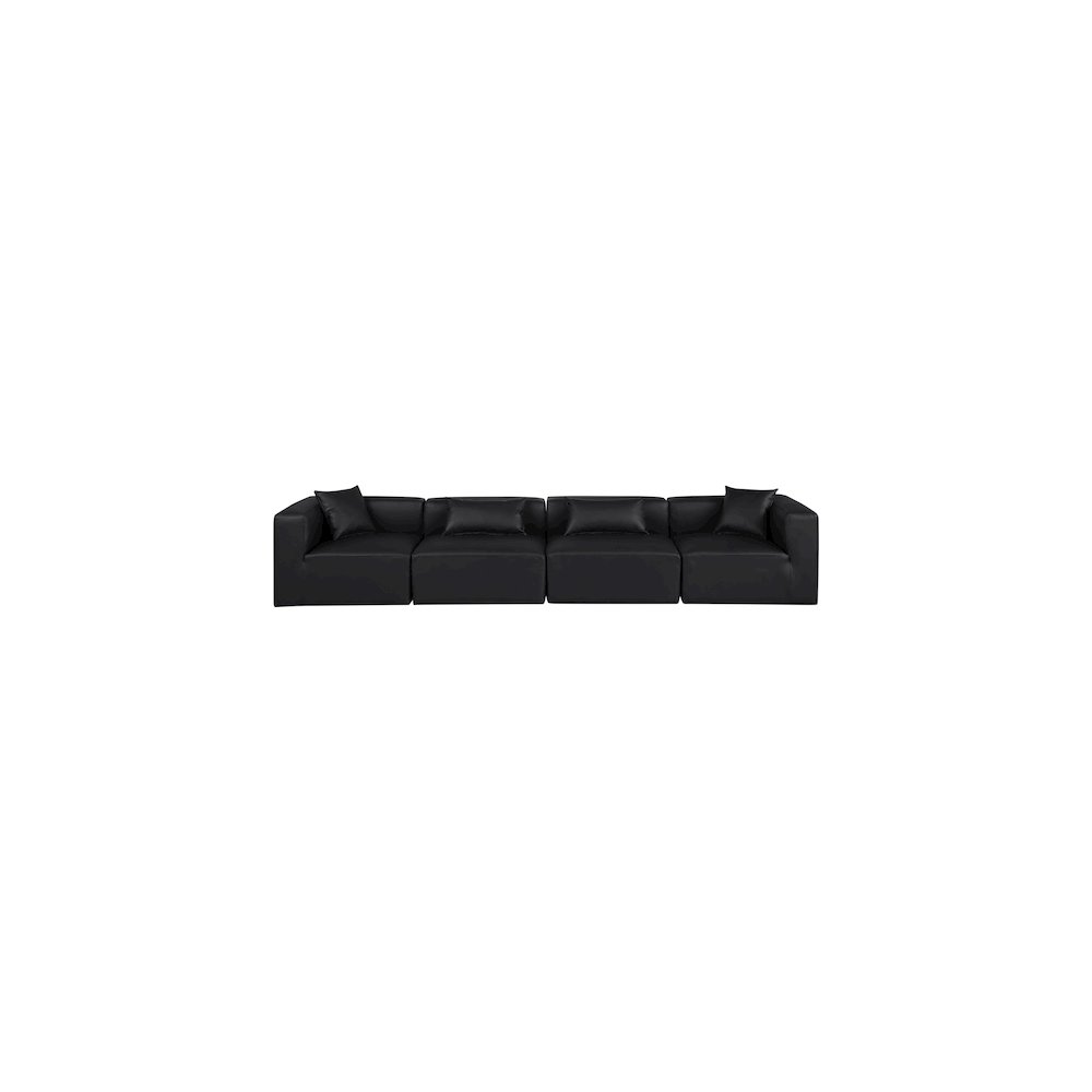Cube Black Vegan Leather Modular Sofa. Picture 3