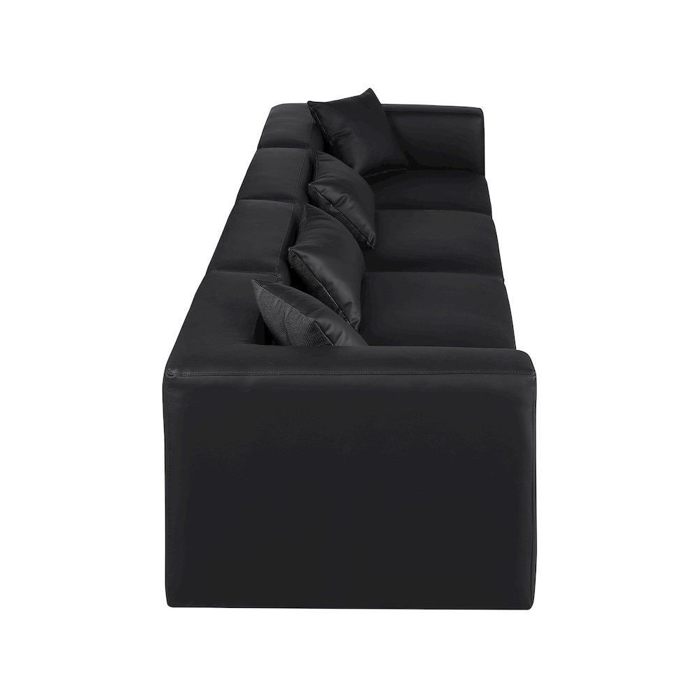 Cube Black Vegan Leather Modular Sofa. Picture 4