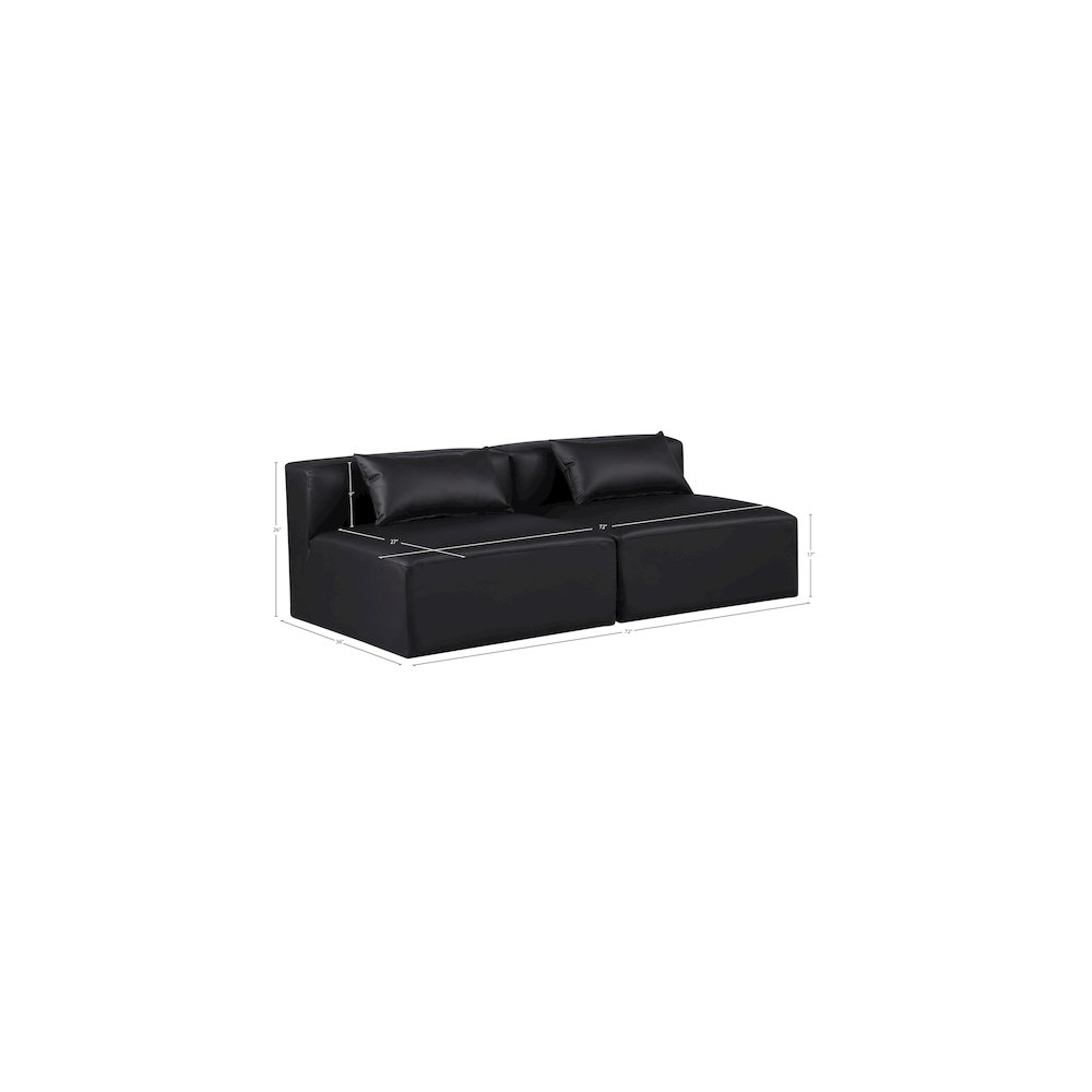 Cube Black Vegan Leather Modular Sofa. Picture 7