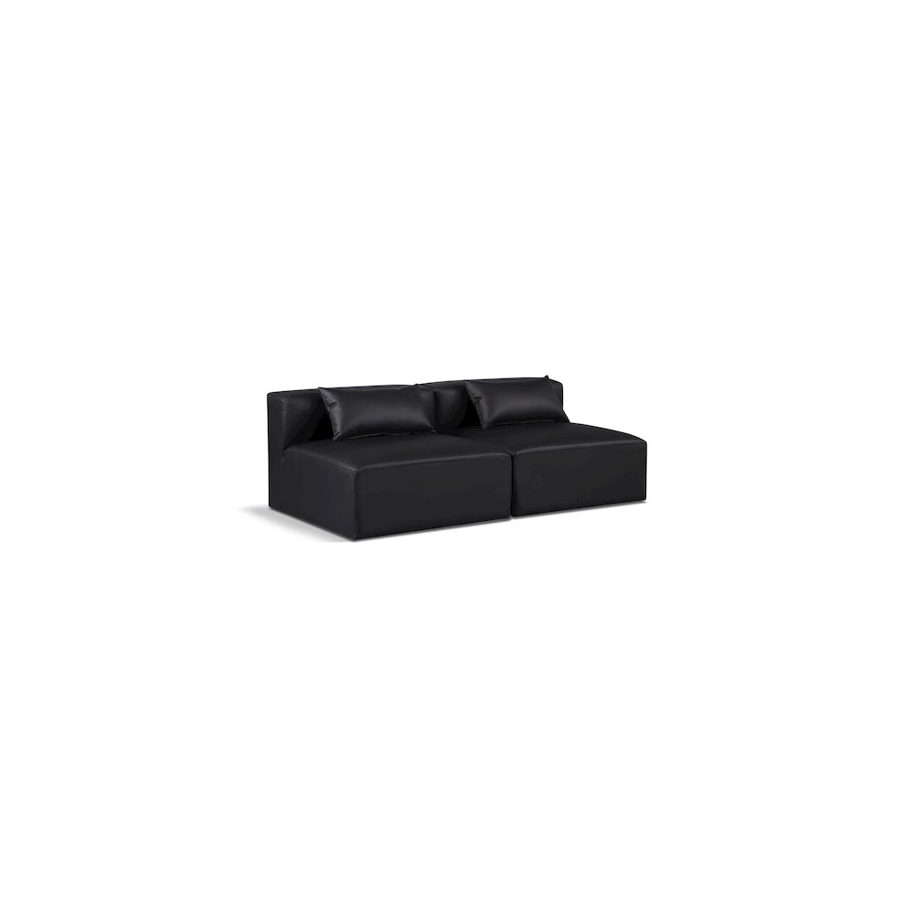 Cube Black Vegan Leather Modular Sofa. Picture 1