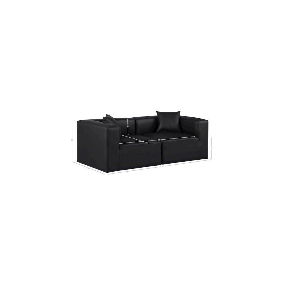 Cube Black Vegan Leather Modular Sofa. Picture 8
