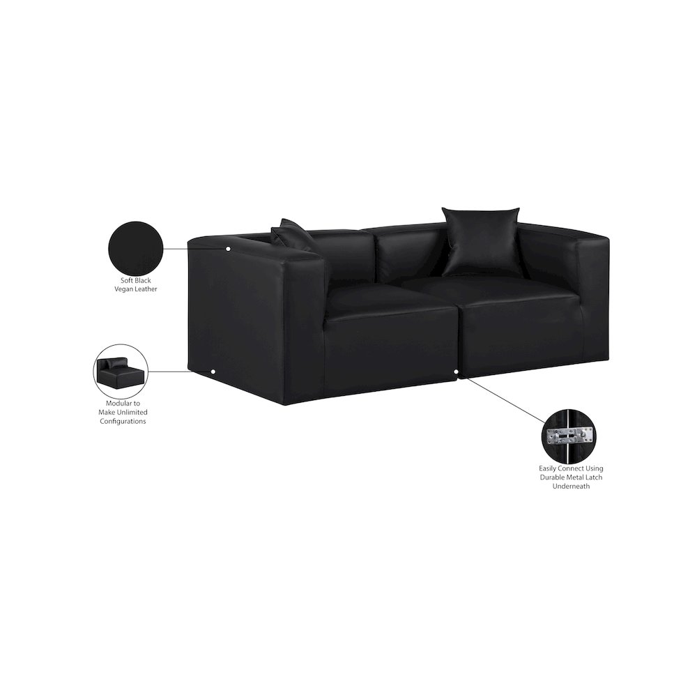 Cube Black Vegan Leather Modular Sofa. Picture 9