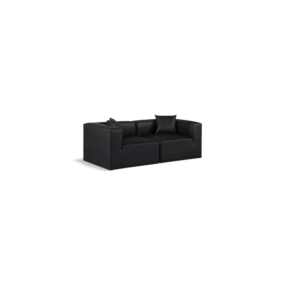 Cube Black Vegan Leather Modular Sofa. Picture 1
