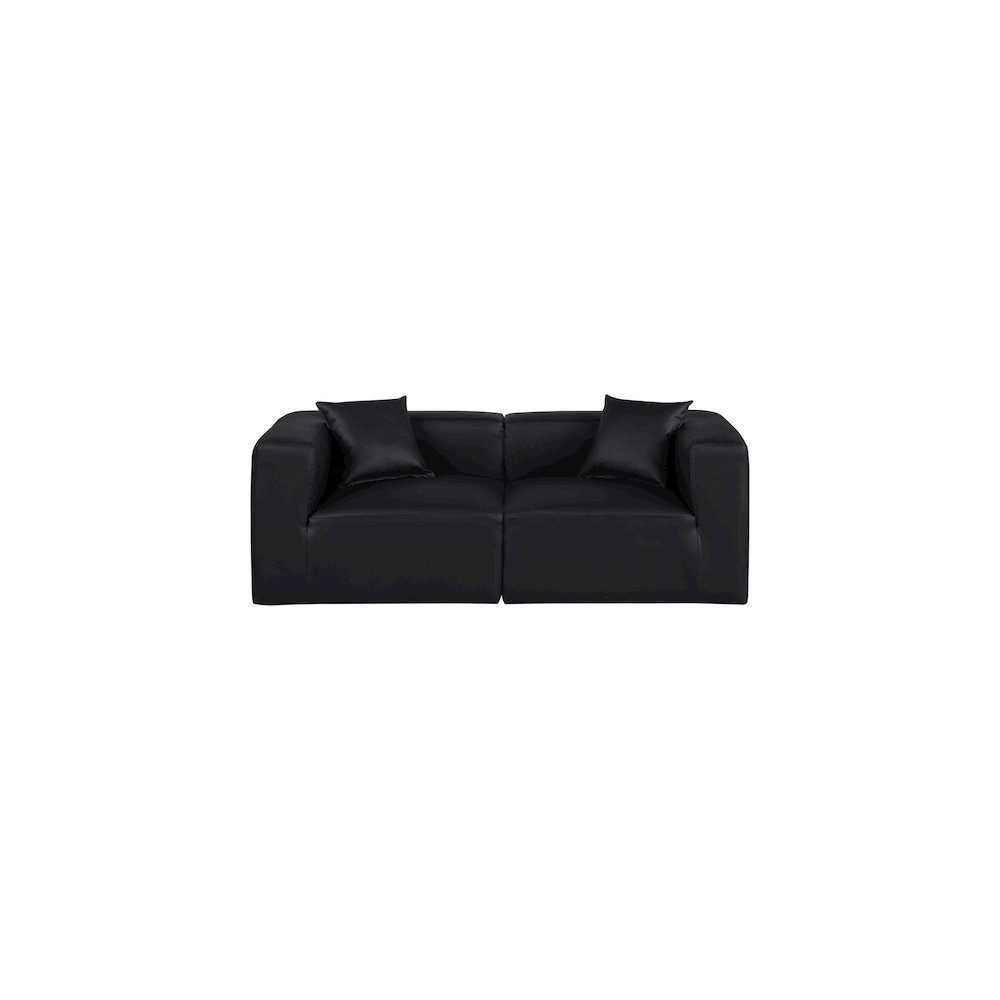 Cube Black Vegan Leather Modular Sofa. Picture 3