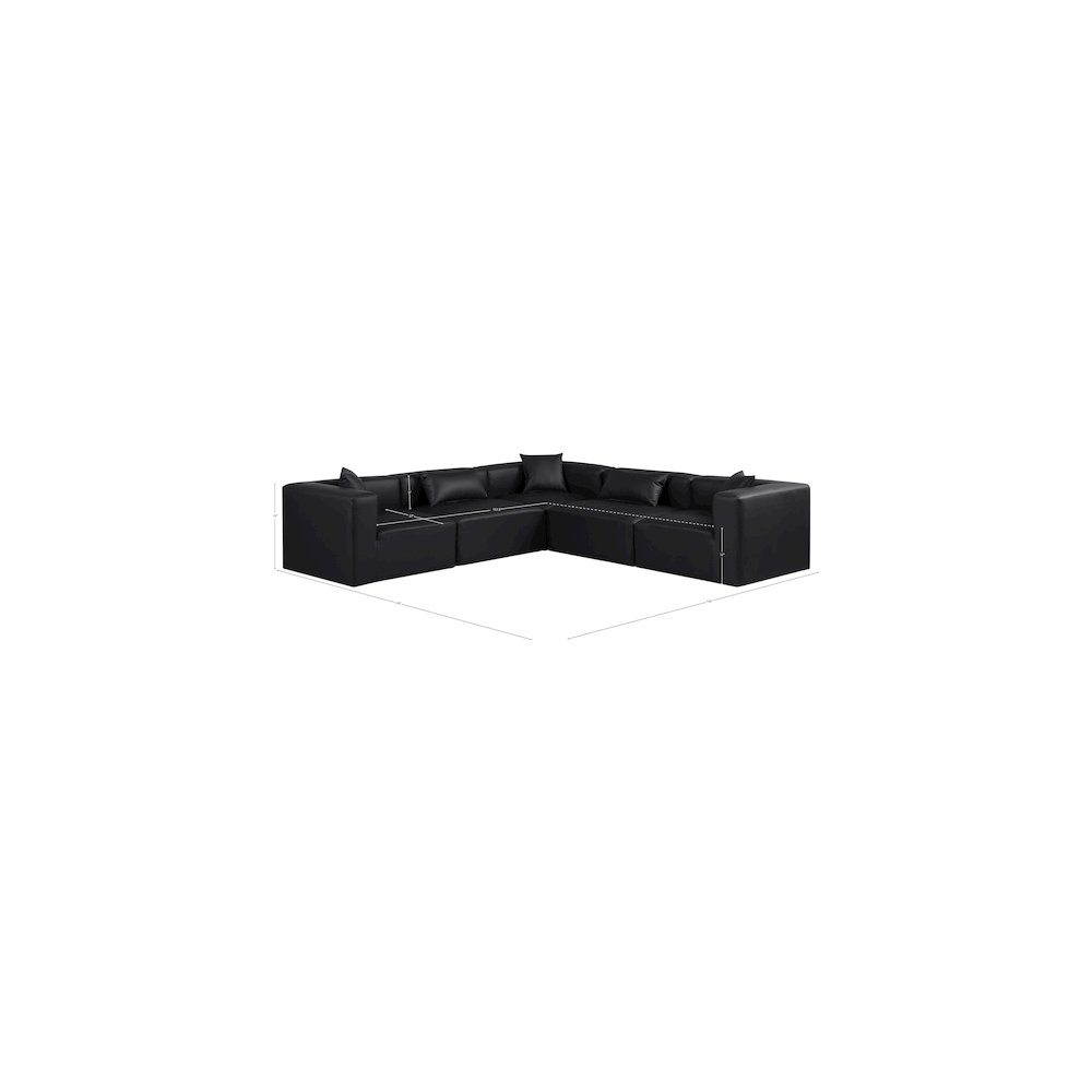 Cube Black Vegan Leather Modular Sectional. Picture 9