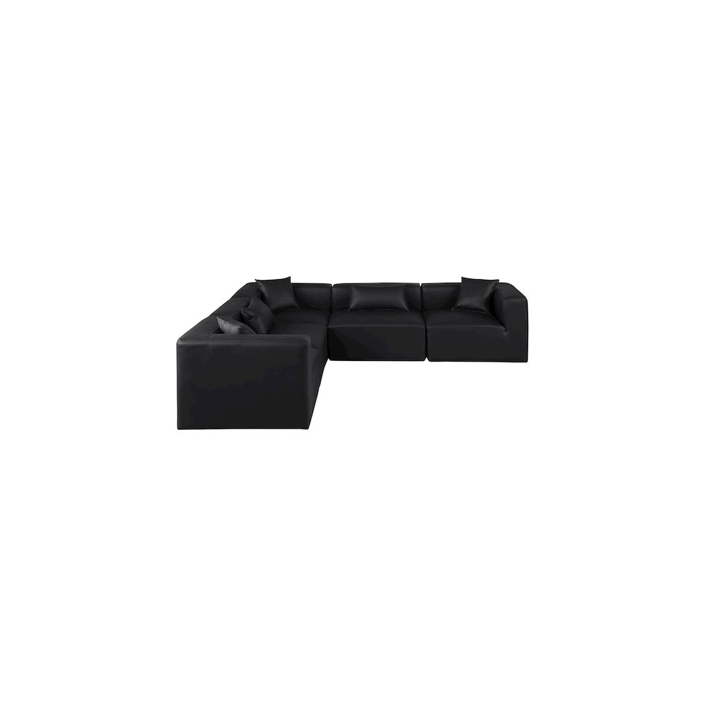 Cube Black Vegan Leather Modular Sectional. Picture 3