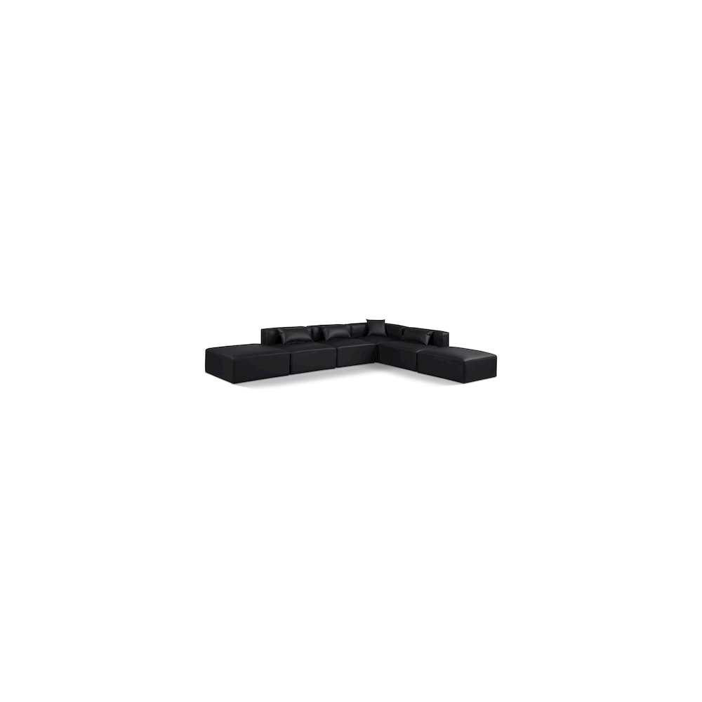 Cube Black Vegan Leather Modular Sectional. Picture 1