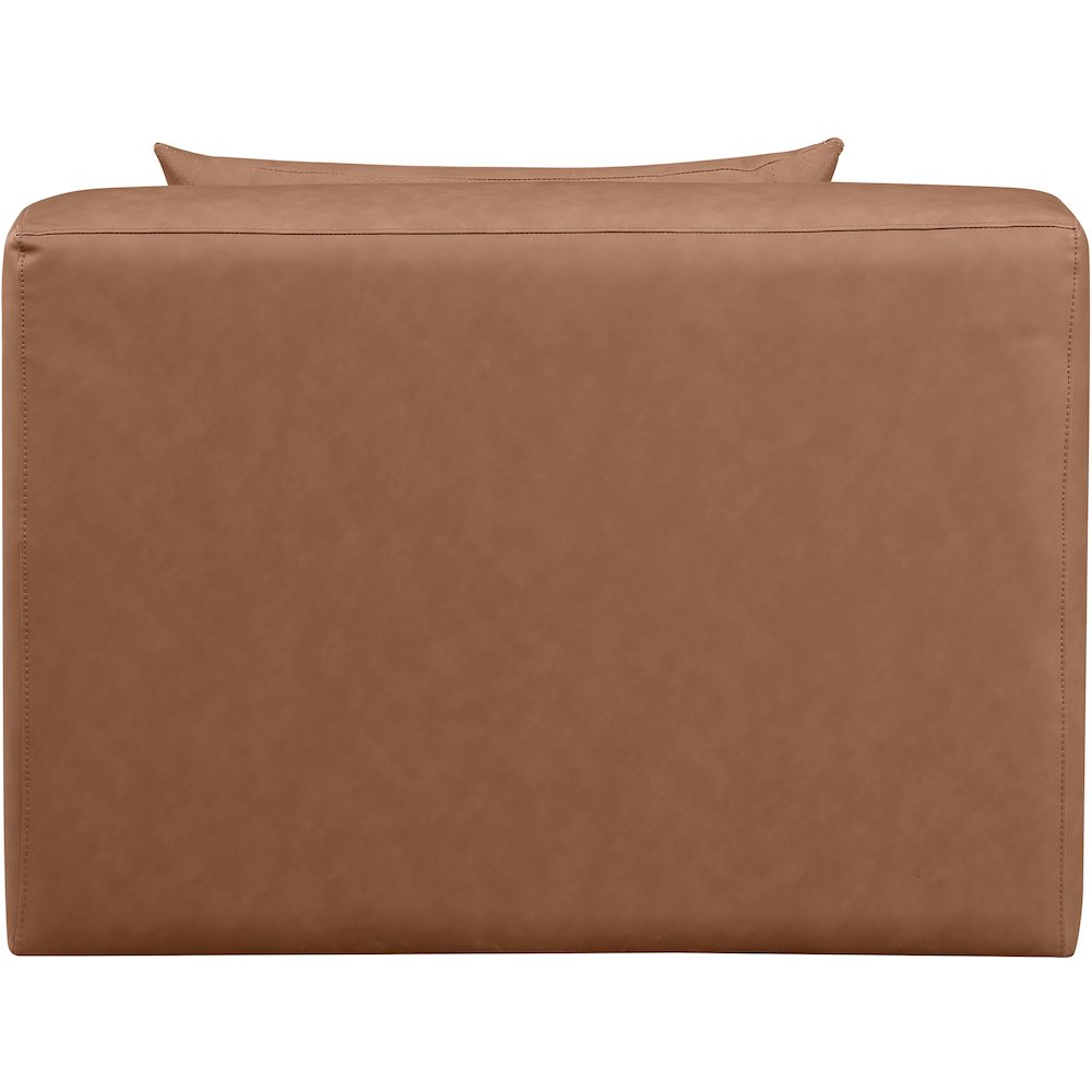 Cube Brown Vegan Leather Armless Chair. Picture 2