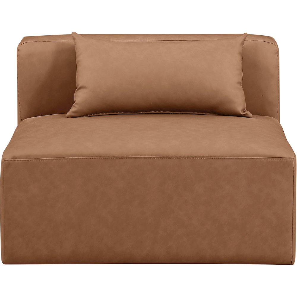 Cube Brown Vegan Leather Armless Chair. Picture 3