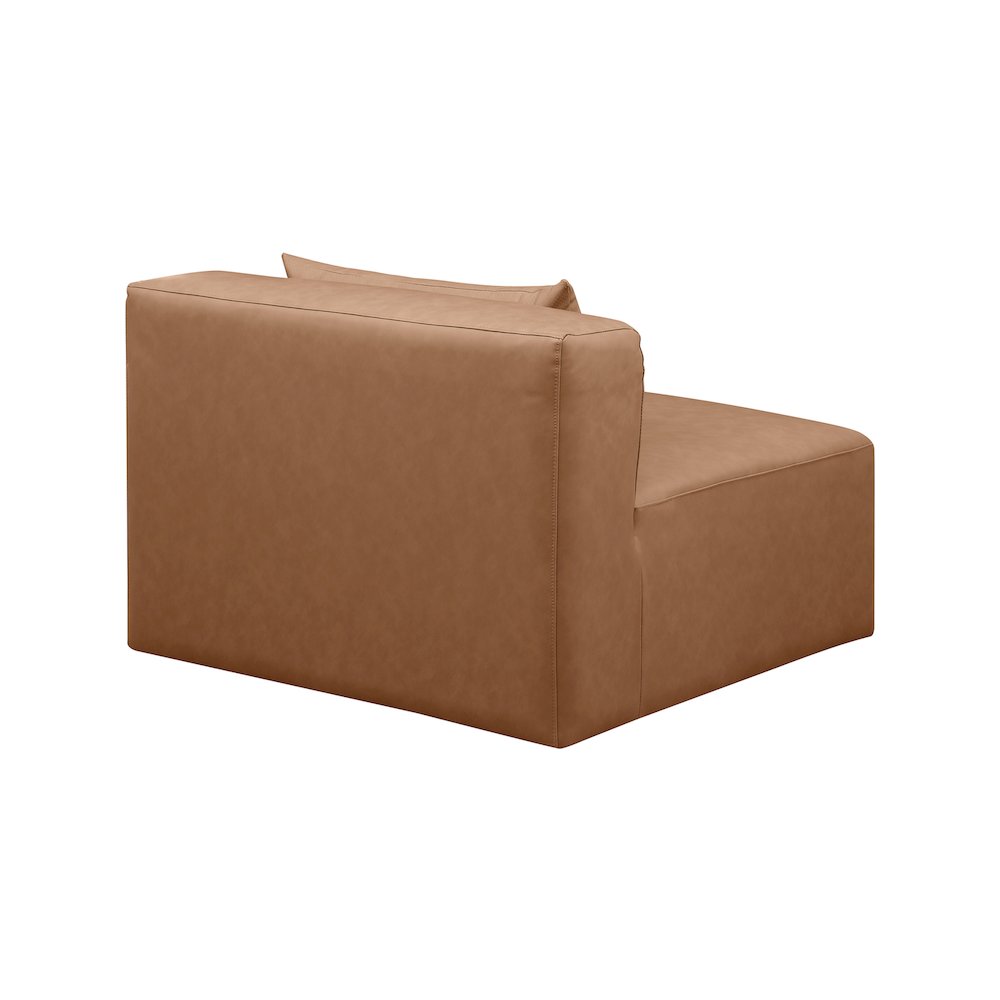 Cube Brown Vegan Leather Armless Chair. Picture 4