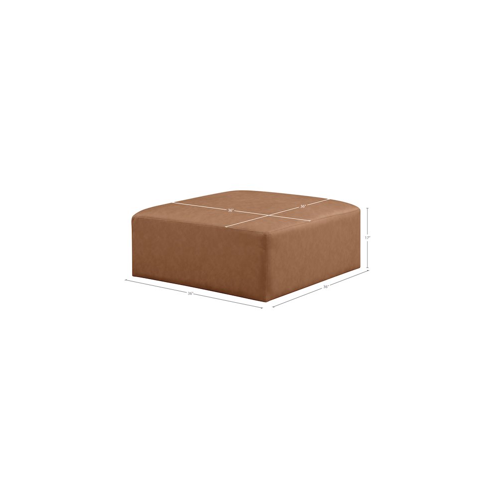 Cube Brown Vegan Leather Ottoman. Picture 4