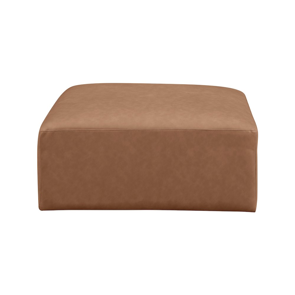 Cube Brown Vegan Leather Ottoman. Picture 2