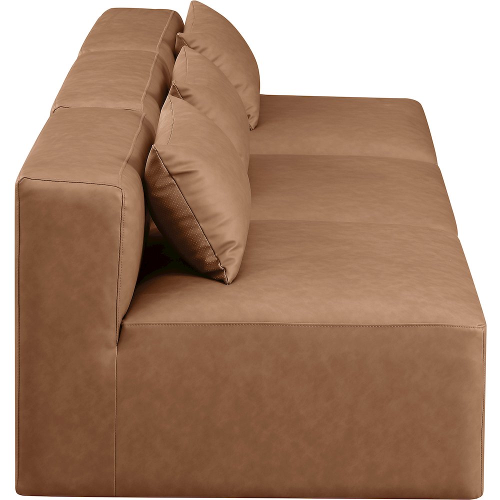 Cube Brown Vegan Leather Modular Sofa. Picture 4