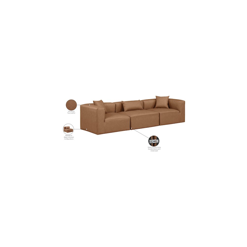 Cube Brown Vegan Leather Modular Sofa. Picture 8
