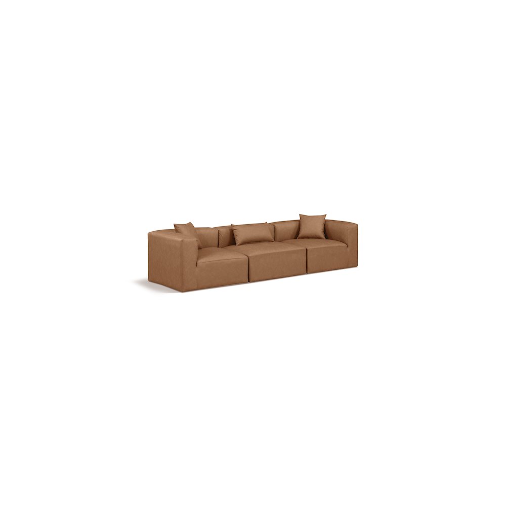 Cube Brown Vegan Leather Modular Sofa. Picture 1