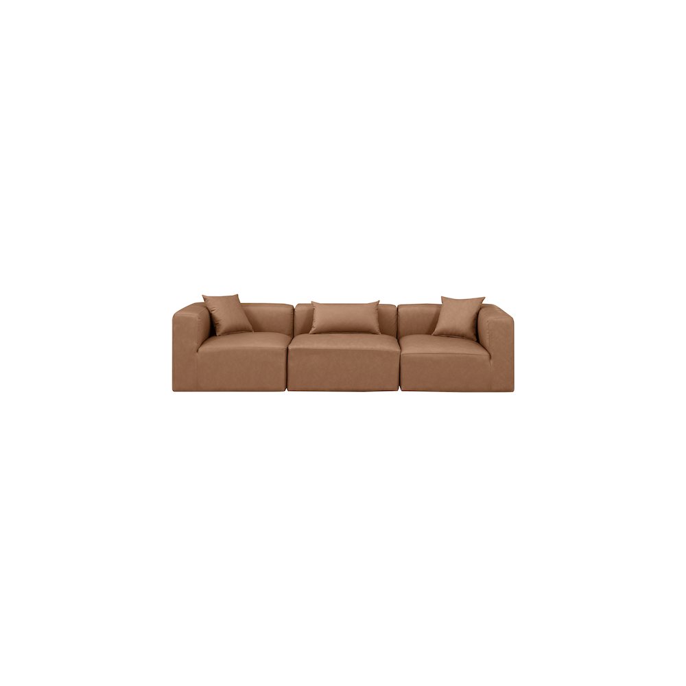 Cube Brown Vegan Leather Modular Sofa. Picture 3