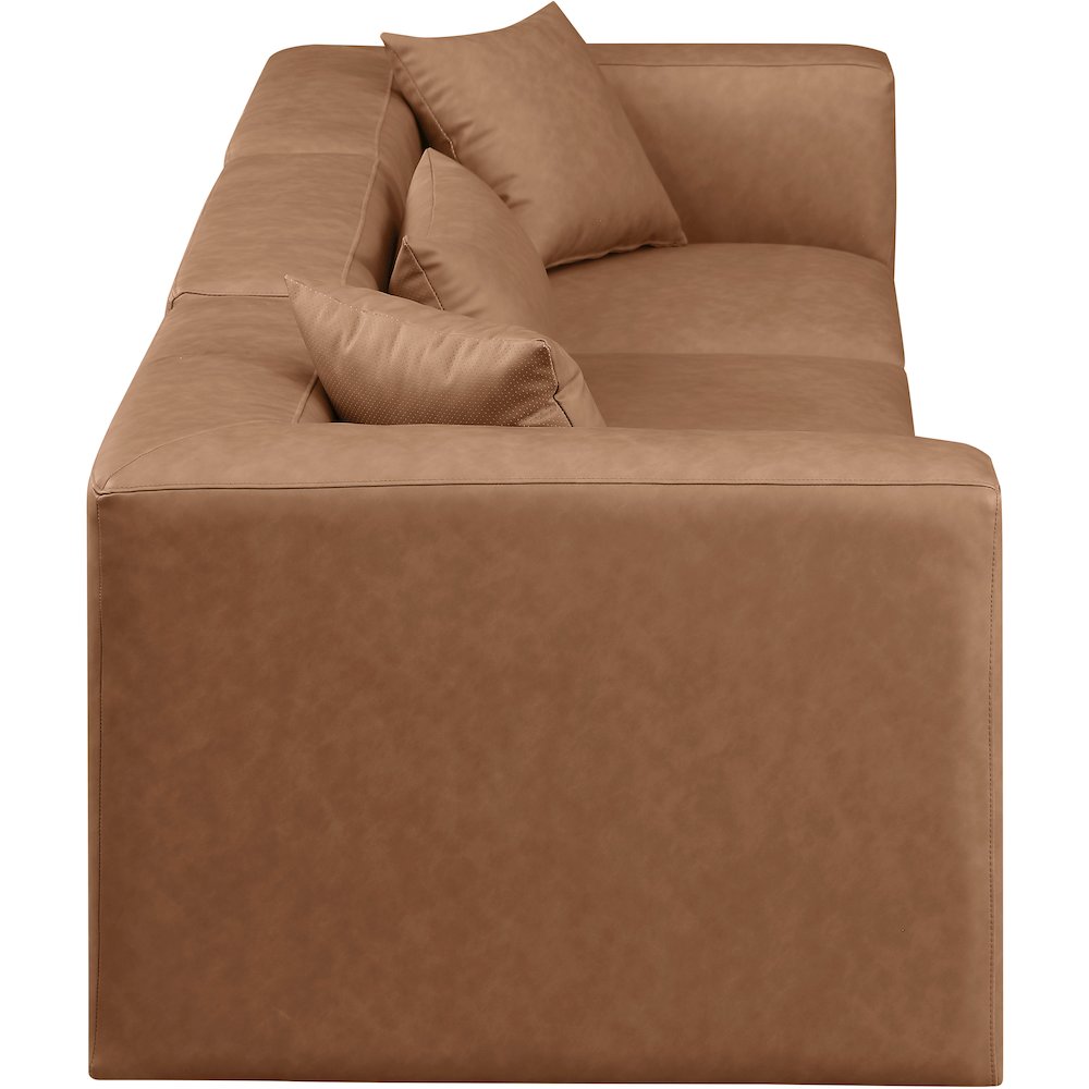 Cube Brown Vegan Leather Modular Sofa. Picture 4