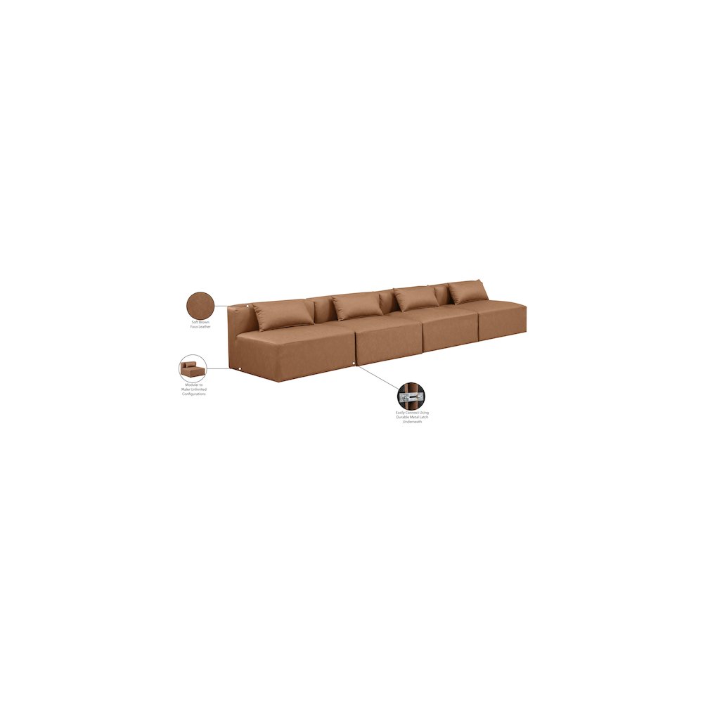 Cube Brown Vegan Leather Modular Sofa. Picture 7