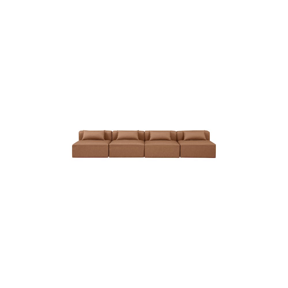 Cube Brown Vegan Leather Modular Sofa. Picture 3