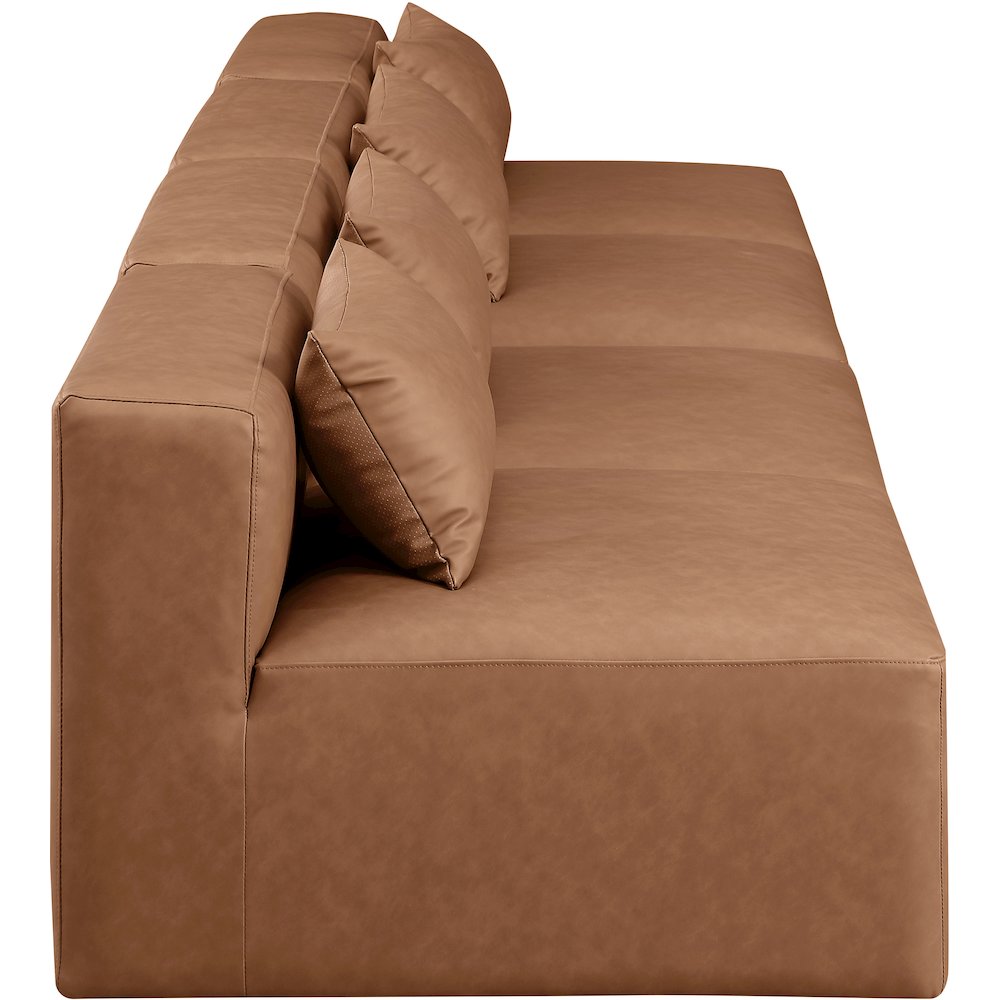 Cube Brown Vegan Leather Modular Sofa. Picture 4