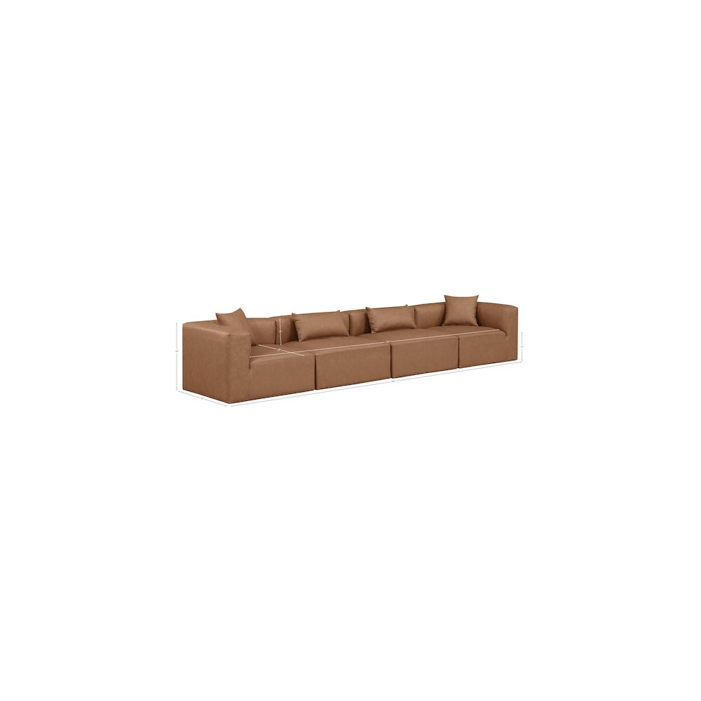 Cube Brown Vegan Leather Modular Sofa. Picture 7